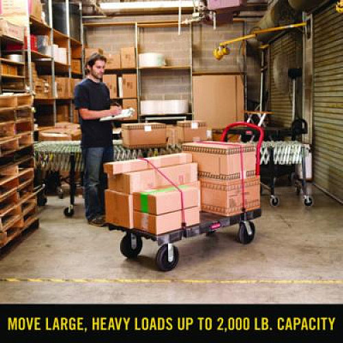 Rubbermaid Commercial Platform Truck, 2,000 lb Capacity, 24 x 48 x 7, Black (4441BLA)