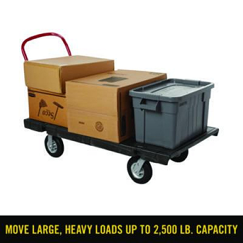 Rubbermaid Commercial Platform Truck with 8" Polyolefin Casters, 2,000 lb Capacity, 30 x 60 x 7, Black (4471BLA)