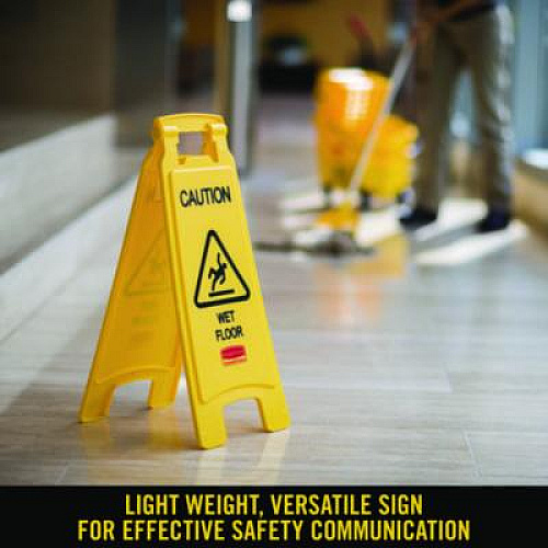 Rubbermaid Commercial "Caution Wet Floor"Caution Wet Floor" Sign, 11 x 12 x 25, Bright Yellow Sign, 11 x 12 x 25, Yellow, 6/Carton (611277YWCT)