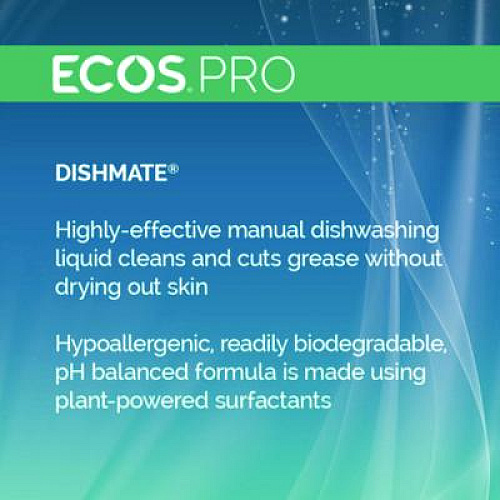 ECOS PRO Dishmate Manual Dish Liquid, Free and Clear, 1 gal Jug, 4/Carton (PL972104CT)