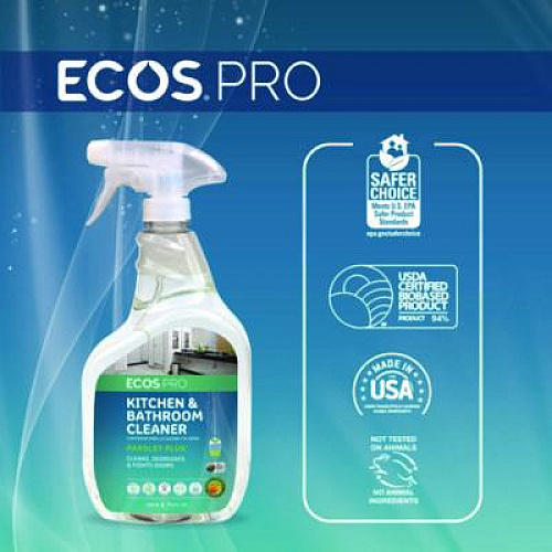 ECOS PRO Parsley Plus All-Purpose Kitchen and Bathroom Cleaner, Parsely Scent, 32 oz Spray Bottle, 6/Carton (PL97466CT)