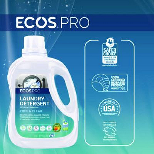 ECOS PRO Laundry Detergent Liquid, Free and Clear, 170 oz Jug, 2/Carton (PL937102CT)