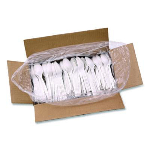 Boardwalk Mediumweight Polypropylene Cutlery, Spoon, 5.31", Plastic, White, 1,000/Carton (SPOONPPMW)