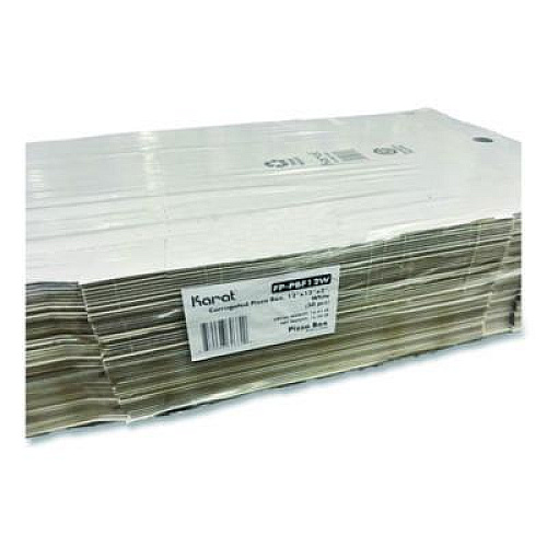 Karat Corrugated Pizza Boxes, 12 x 12 x 1.97, White/Brown, 50/Carton (FPPBF12W)