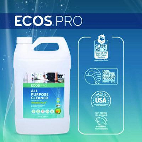 ECOS PRO Orange Plus All-Purpose Cleaner and Degreaser, Citrus Scent, 1 gal Bottle, 4/Carton (PL970604CT)
