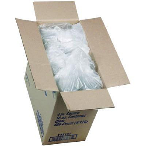 Pactiv Evergreen PET Square Container, 16 oz, 4 x 4 x 3, Clear, Plastic, 480/Carton (4S18Y)