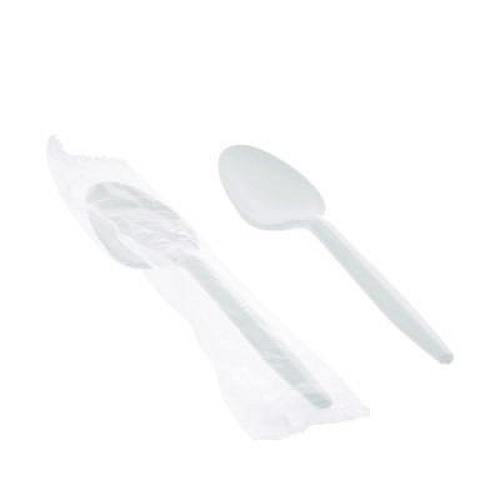 Pactiv Evergreen Fieldware Cutlery, Individually Wrapped, Mediumweight Spoon, Plastic, White, 1,000/Carton (FKSWCH)