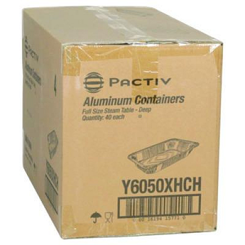 Pactiv Evergreen Aluminum Steam Table Pan, Full-Size Deep Heavy Duty, 3.37" Deep, 19.6 x 11.6, 40/Carton (Y6050XHCH)