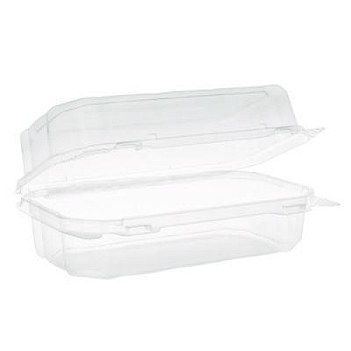 Pactiv Evergreen Hoagie Hinged Lid Container, 9 x 5.5 x 3.2, Clear, Plastic, 220/Carton (YCASH3011UCH)