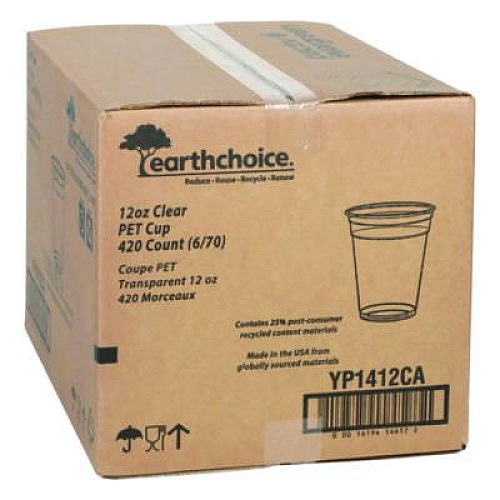 Pactiv Evergreen RPET Cold Cup, 12 oz, Plastic, Clear, 420/Carton (YP1412CA)