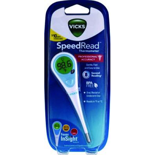 Vicks SpeedRead Digital Thermometer with Fever InSight, White/Blue (V912US)