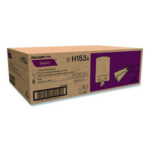 Cascades PRO Select Center-Pull Paper Towels, 2-Ply, 7.3 x 10, White, 600/Roll, 6 Rolls/Carton (H153)