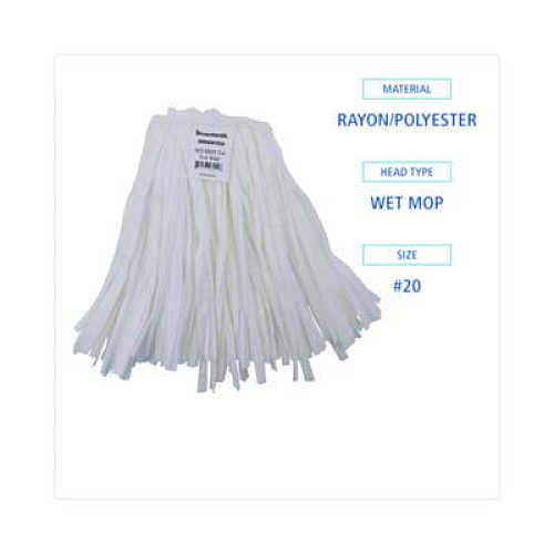 Boardwalk Cut-End Wet Mop Head, Rayon/Polyester, Non-Woven, White, 20oz (BW1020)