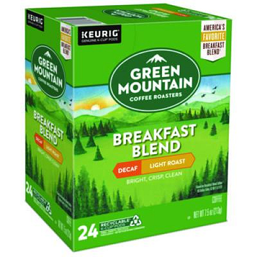 Green Mountain Coffee Breakfast Blend Decaf Coffee K-Cups, 96/Carton (7522CT)