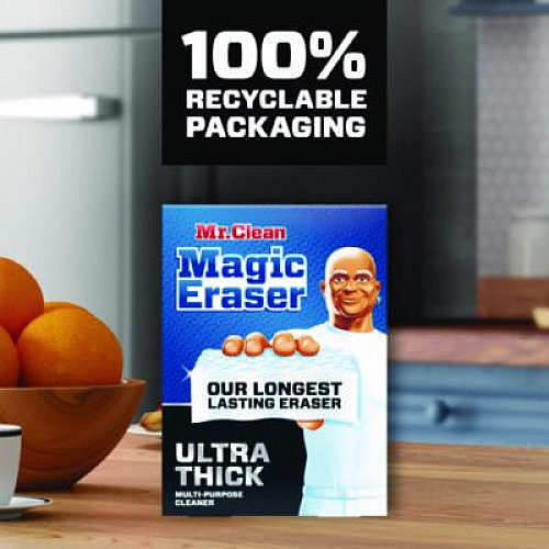 Mr. Clean Magic Eraser, Ultra-Thick, 4.6 x 2.3, 1.2" Thick, White, 5/Pack, 2 Packs/Carton (12413)