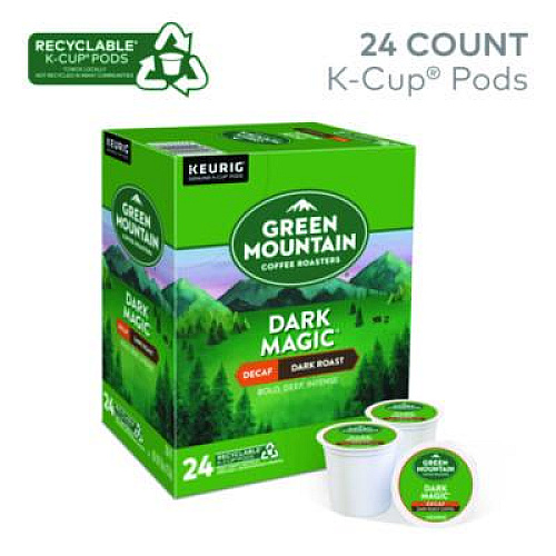 Green Mountain Coffee Dark Magic Decaf Extra Bold Coffee K-Cups, 24/Box (4067)
