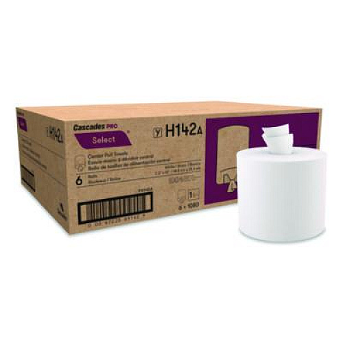 Cascades PRO Select Center-Pull Paper Towels, 1-Ply, 7.31 x 10, White, 1,080/Roll, 6 Rolls/Carton (H142)