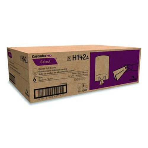 Cascades PRO Select Center-Pull Paper Towels, 1-Ply, 7.31 x 10, White, 1,080/Roll, 6 Rolls/Carton (H142)