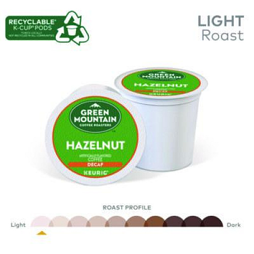 Green Mountain Coffee Hazelnut Decaf Coffee K-Cups, 96/Carton (7792CT)