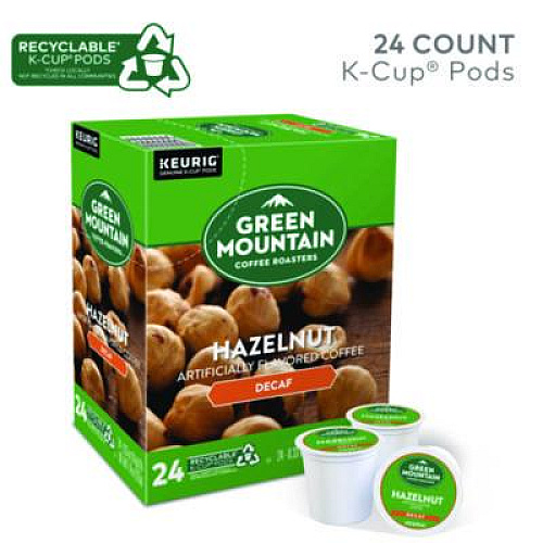 Green Mountain Coffee Hazelnut Decaf Coffee K-Cups, 96/Carton (7792CT)