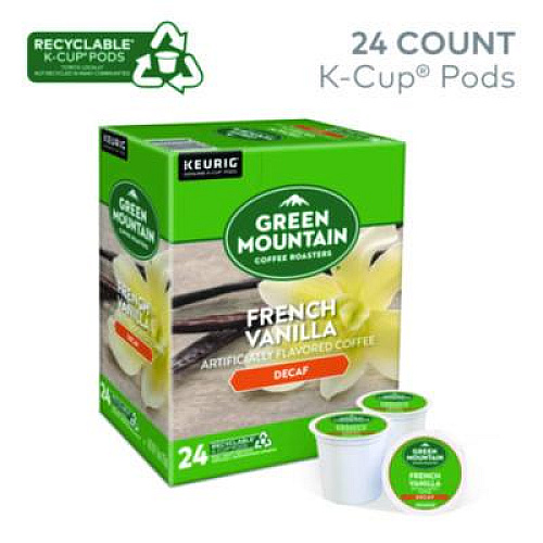 Green Mountain Coffee French Vanilla Decaf Coffee K-Cups, 24/Box (7732)