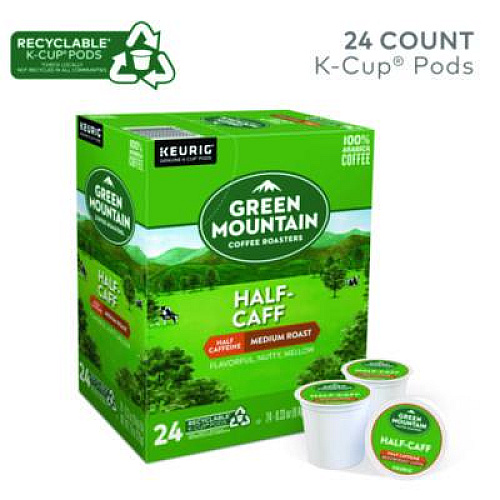 Green Mountain Coffee Half-Caff Coffee K-Cups, 24/Box (6999)