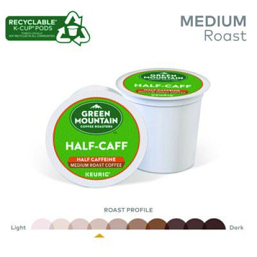 Green Mountain Coffee Half-Caff Coffee K-Cups, 96/Carton (6999CT)