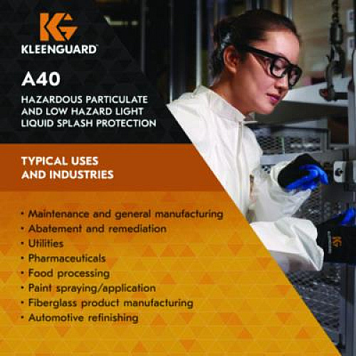 KleenGuard A40 Liquid and Particle Protection Lab Coats, Elastic Wrists, 3X-Large, White, 30/Carton (44446)