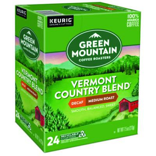 Green Mountain Coffee Vermont Country Blend Decaf Coffee K-Cups, 96/Carton (7602CT)