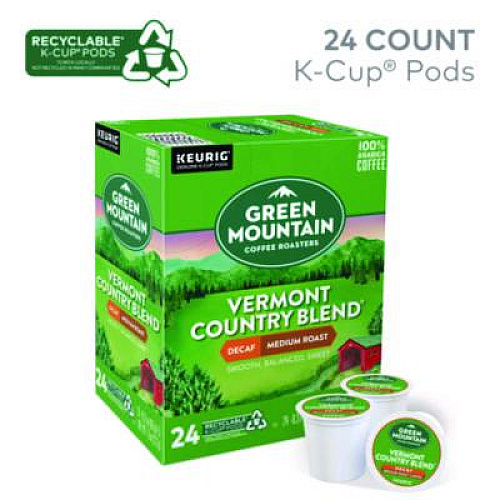 Green Mountain Coffee Vermont Country Blend Decaf Coffee K-Cups, 96/Carton (7602CT)