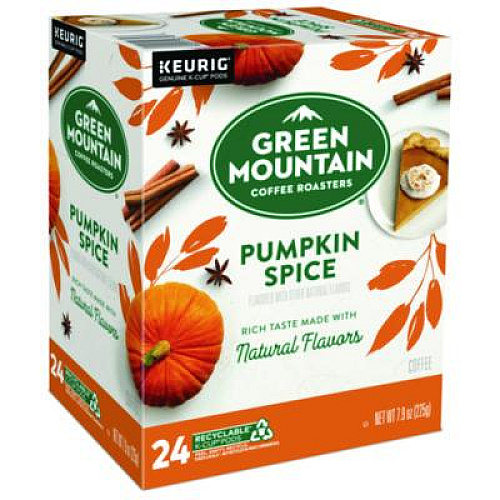 Green Mountain Coffee Fair Trade Certified Pumpkin Spice Flavored Coffee K-Cups, 24/Box (6758)