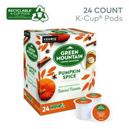 Green Mountain Coffee Fair Trade Certified Pumpkin Spice Flavored Coffee K-Cups, 96/Carton (6758CT)