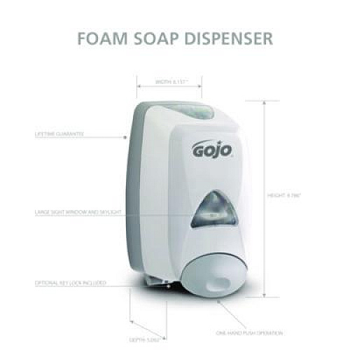 GOJO FMX-12 Soap Dispenser, 1,250 mL, 6.12 x 5.13 x 10.5, Gray/White (515006)