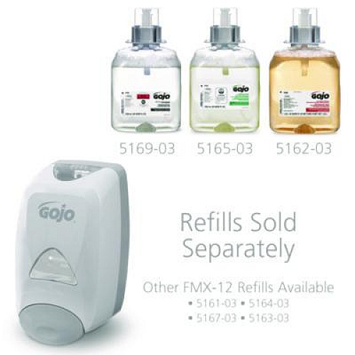 GOJO FMX-12 Soap Dispenser, 1,250 mL, 6.12 x 5.13 x 10.5, Gray/White (515006)