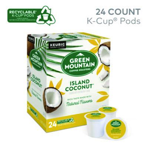 Green Mountain Coffee Island Coconut Coffee K-Cup Pods, 24/Box (6720)