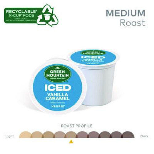 Green Mountain Coffee Vanilla Caramel Brew Over Ice Coffee K-Cups, 24/Box (9028)
