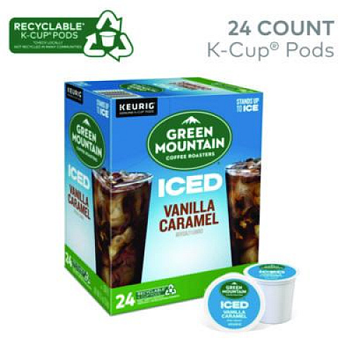 Green Mountain Coffee Vanilla Caramel Brew Over Ice Coffee K-Cups, 24/Box (9028)
