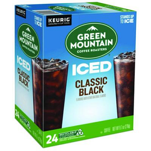 Green Mountain Coffee Classic Black Brew Over Ice Coffee K-Cups, 24/Box (9027)