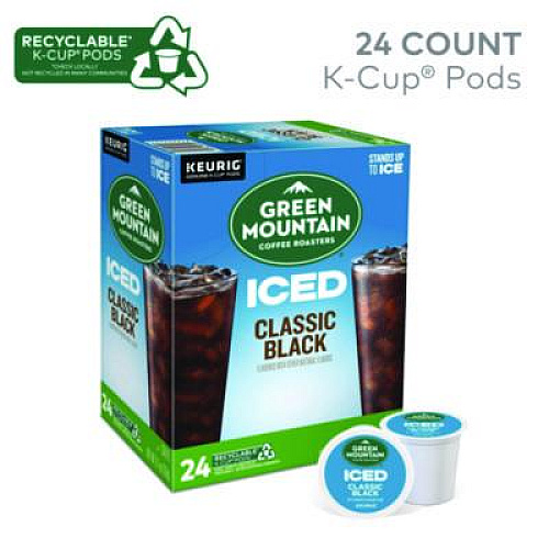 Green Mountain Coffee Classic Black Brew Over Ice Coffee K-Cups, 24/Box (9027)
