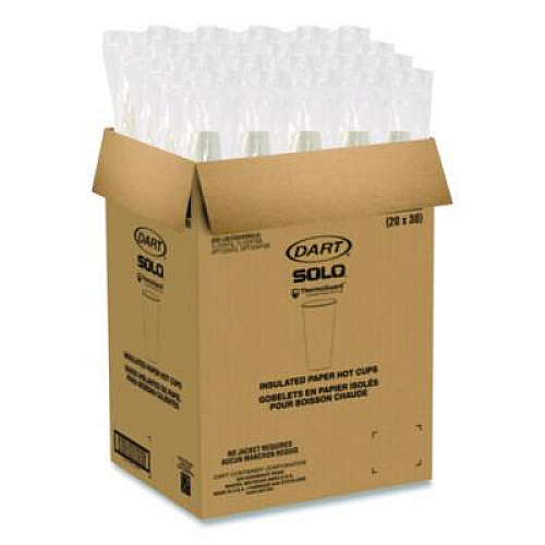SOLO Thermoguard Insulated Paper Hot Cups, 20 oz, White Sustainable Forest Design, 600/Carton (DWTG20W)