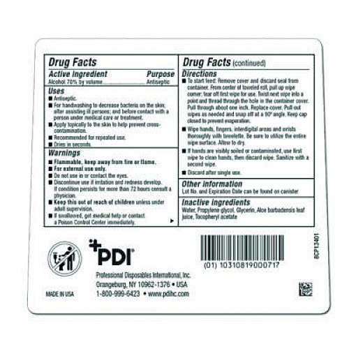 Sani Professional PDI Sani-Hands Instant Hand Sanitizing Wipes, 7.5 x 6, Unscented, White, 220/Canister, 6 Canisters/Carton (NPKP15984)