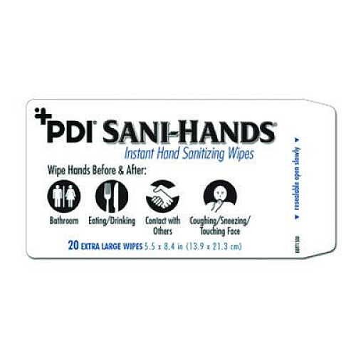 Sani Professional PDI Sani-Hands Instant Hand Sanitizing Wipes, 7.5 x 6, Unscented, White, 220/Canister, 6 Canisters/Carton (NPKP15984)