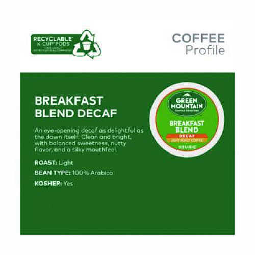 Green Mountain Coffee Breakfast Blend Decaf Coffee K-Cups, 48/Box (5000378815)
