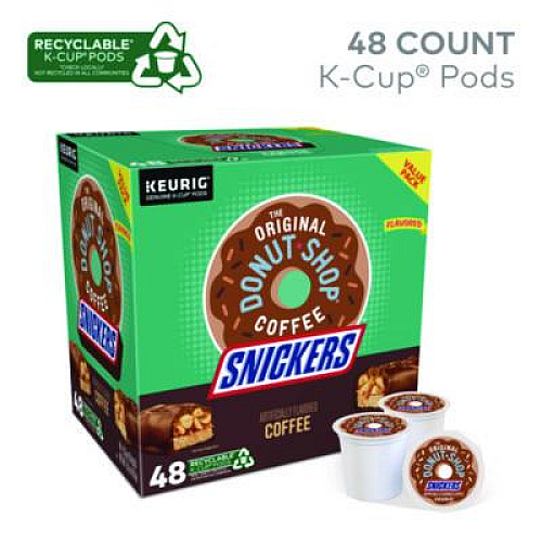 The Original Donut Shop SNICKERS Flavored Coffee K-Cups, 48/Box (5000373541)