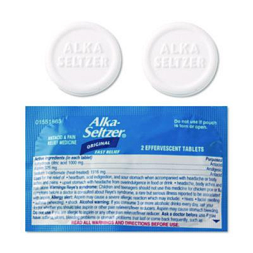 Alka-Seltzer Buffered Aspirin (NSAID) Tablets, 2/Pack, 30 Packs/Box (64038)