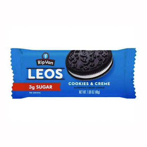 Rip Van Leos Cookies and Cream Sandwich Cookies, 2 Cookies/Pack, 10 Packs/Box (RVW62000)