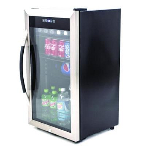 Avanti 3 Cu. Ft. Refrigerator/Beverage Cooler, 18.75 x 19.5 x 33.75, Black/Stainless Steel Framed Glass Door (BCA306SSIS)