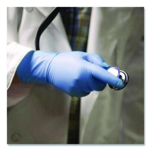 GloveWorks by AMMEX Blue Nitrile Exam Gloves, Powder-Free, Large, 8 mil Thick, 11.6" Long, Blue, 50/Box, 10 Boxes/Carton (GPNHD66100)