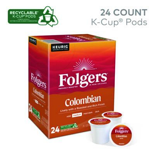 Folgers 100% Colombian Coffee K-Cups, 24/Box (6659)