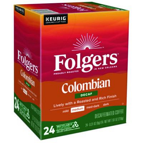 Folgers 100% Colombian Decaf Coffee K-Cups, 24/Box (0570)